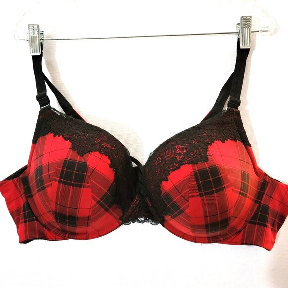 Torrid Womens Curve Bra Sz 44D Push Up Plunge Underwire Tartan Plaid Sz 44D - Picture 1 of 11